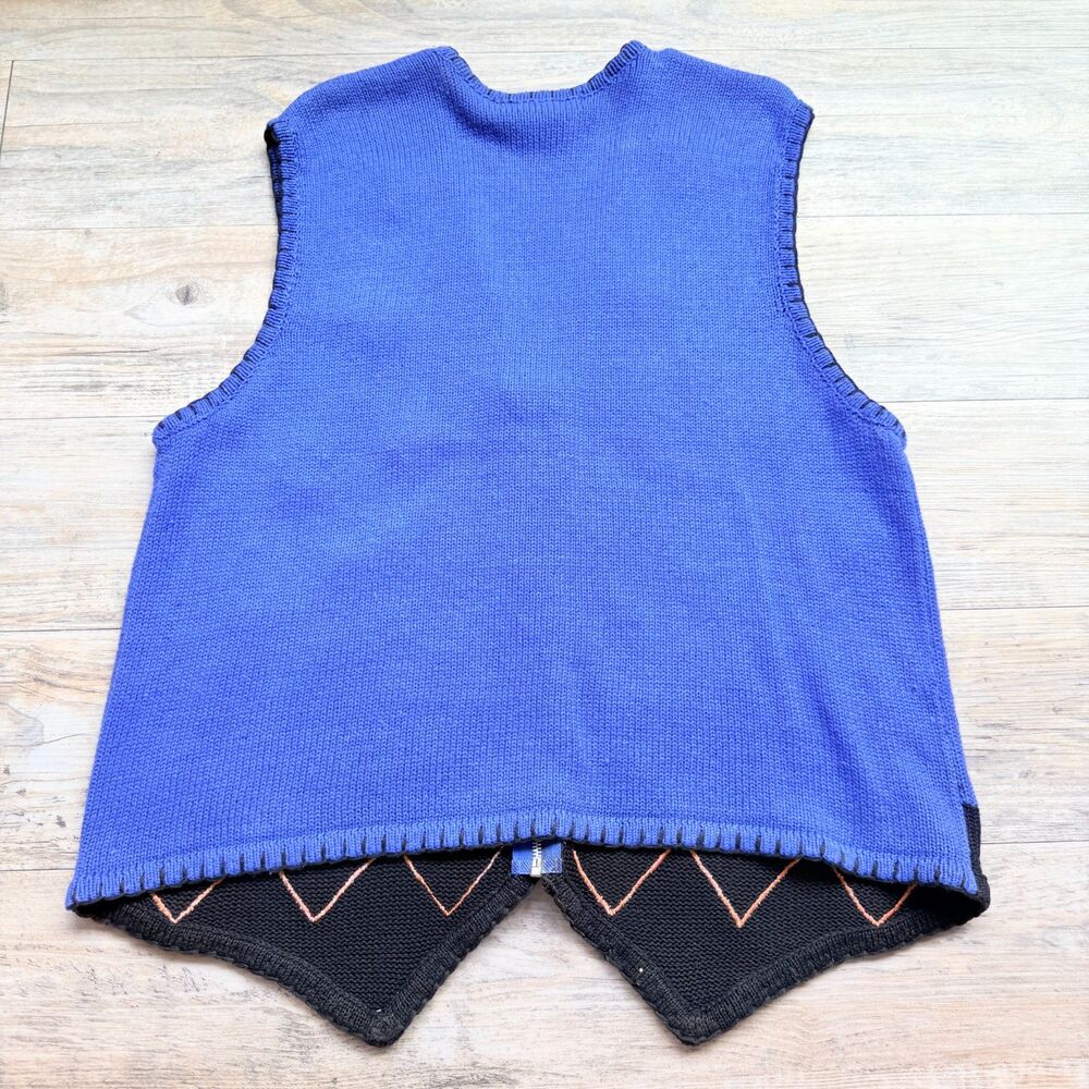 Vintage Victoria Jones Halloween Sweater Vest Large Witch Haunted House Bat 90s - Picture 2 of 10